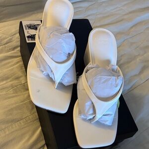 Abercrombie White Women's Square-Toe Thong Sandals
